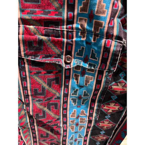 Frontier Series Western Shirt Men’s L Multicolor Aztec Southwest Vintage 90s - Picture 7 of 9